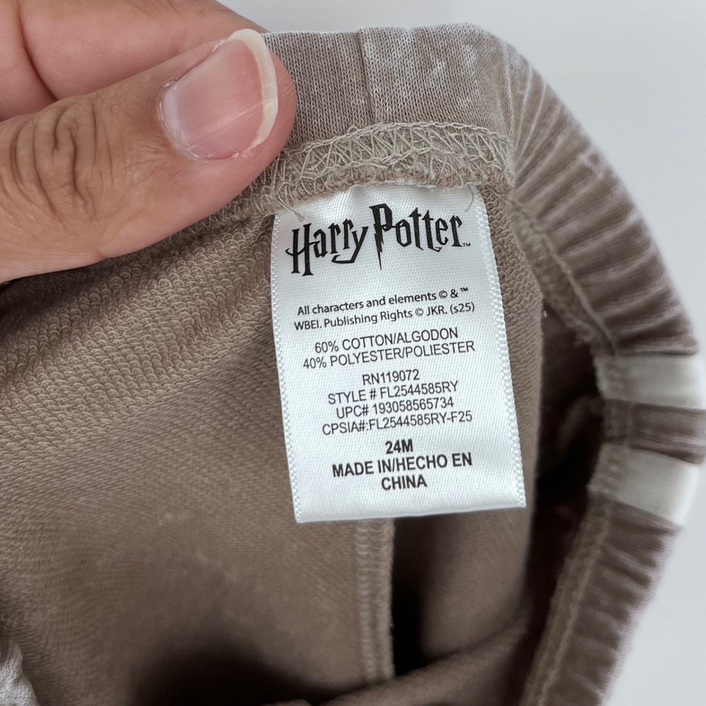 Harry Potter Sweatshirt Jogger Set Kids 24M Brown Hogwarts Acid Wash 2pc Outfit - Picture 8 of 16